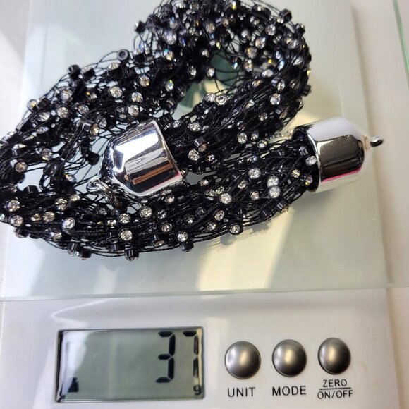 Black Beaded Crystal Braided Choker Necklace - Picture 9 of 9